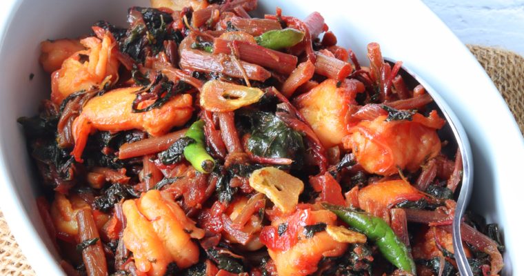 Laal Shaag (Red Spinach) with Shrimp